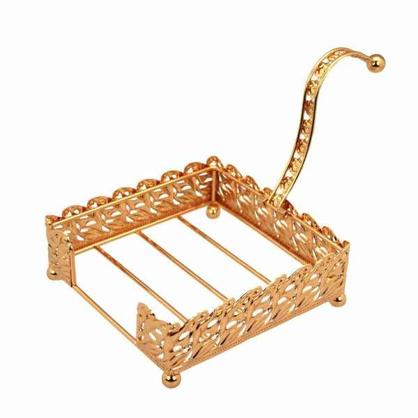 Napkin holder freestanding - flower design in gold