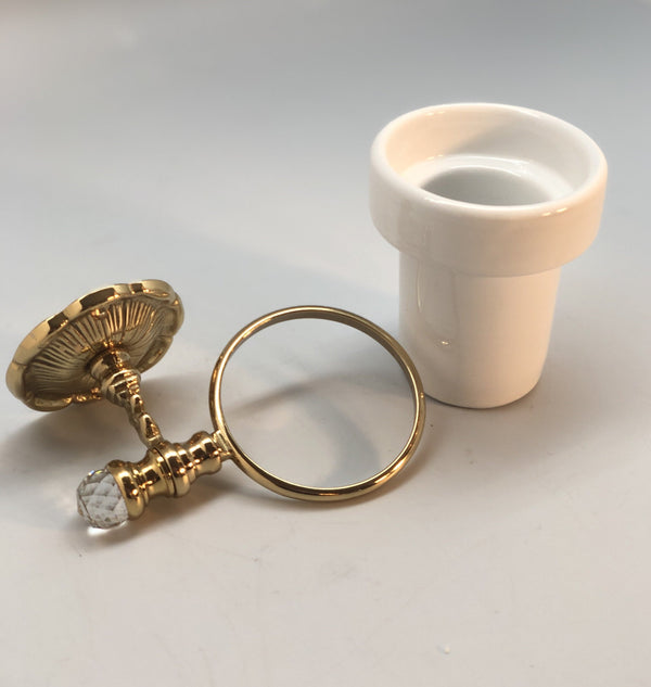 Toothbrush cup brass porcelain crystal