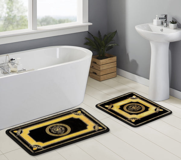 Bath Mat Doormat Beige Gold Shower Mat Anti-Slip Cotton Bath Mat Lion Black Gold